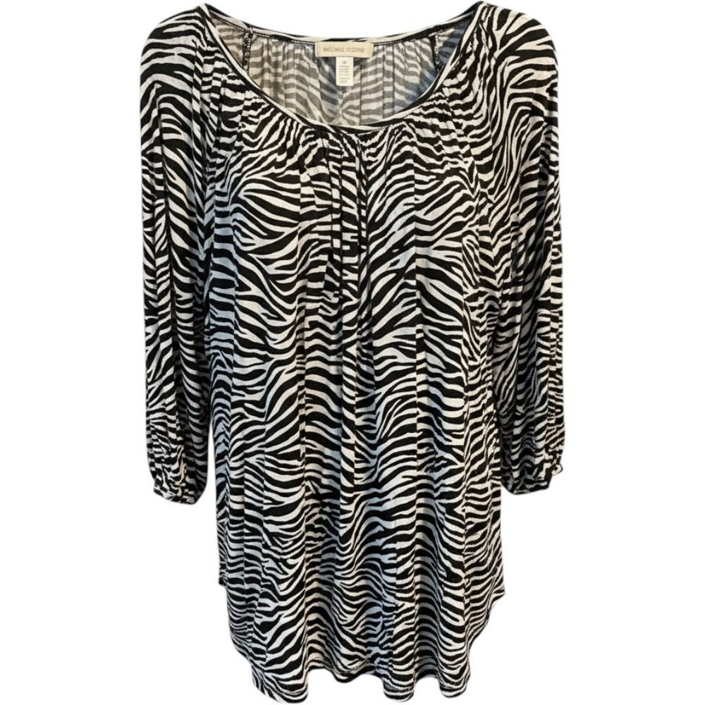 Michael Michael Kors Zebra Print Tunic Top Black White 2X WS55KMZ2JD NWT